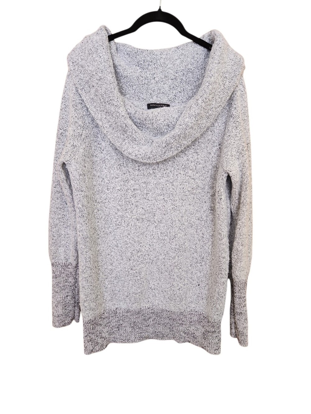 BANANA REPUBLIC BOUCLE OFF-SHOULDER COWL NECK SWEATER GRAY MARL OVERSIZED MEDIUM
